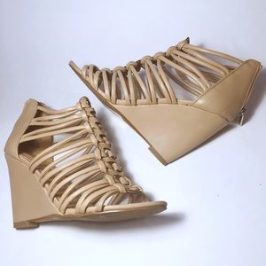 Express Strappy Knotted Tan Wedge