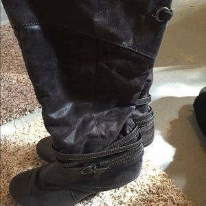 Dark gray heeled boots