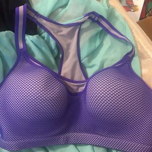 Purple fishnet sports bra