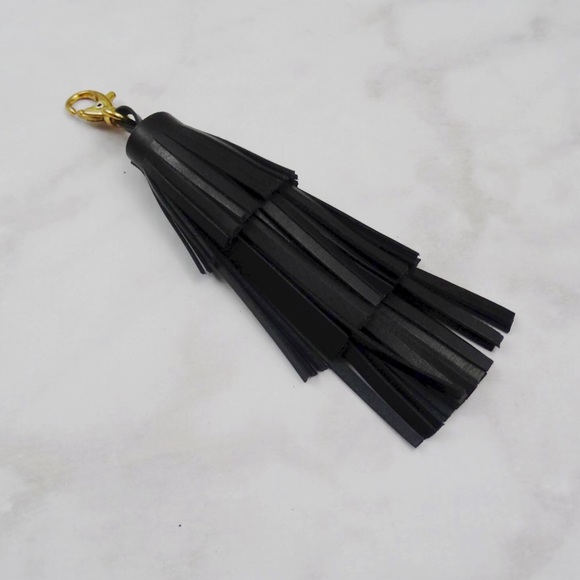 Black Leather Fringe Tassel Keychain - Picture 2 of 2