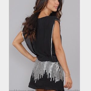 Parker Black and silver sequined tunic dress