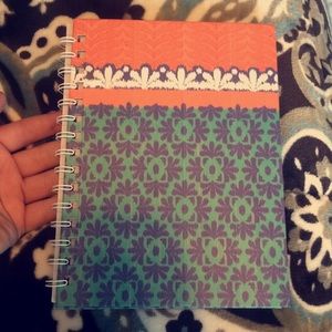 Blue and orange spiral journal