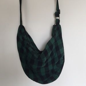 green plaid h&m purse