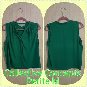 Green button up sleeveless blouse