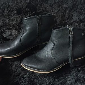 Black Leather Ankle Booties