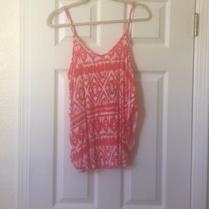 Tribal coral print tank top