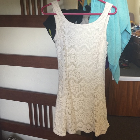 Crocheted white backless dress