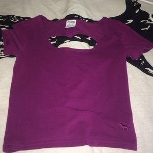 PINK vs crop top heart cutout back