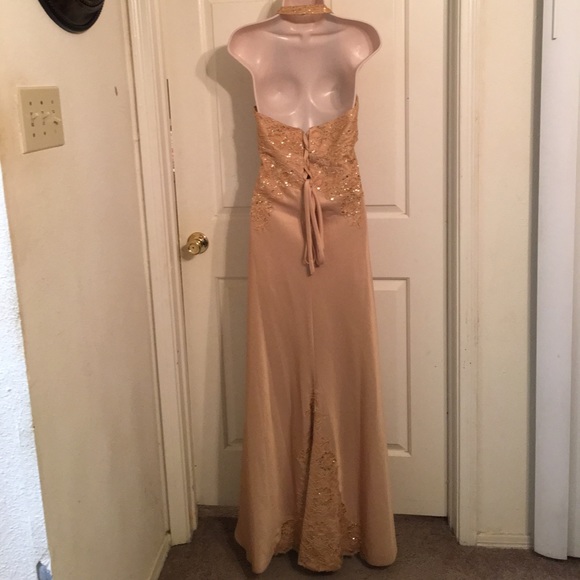 Gold Satin Florida Design Prom Dress Sz 11/12 - Picture 3 of 4