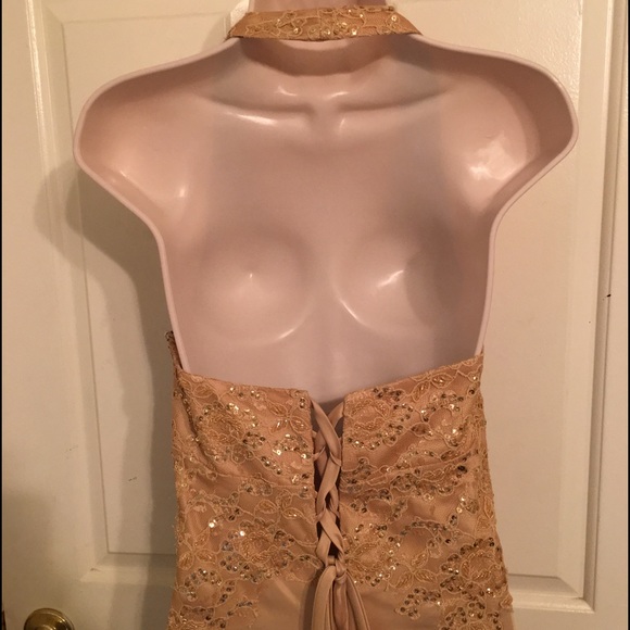 Gold Satin Florida Design Prom Dress Sz 11/12 - Picture 4 of 4