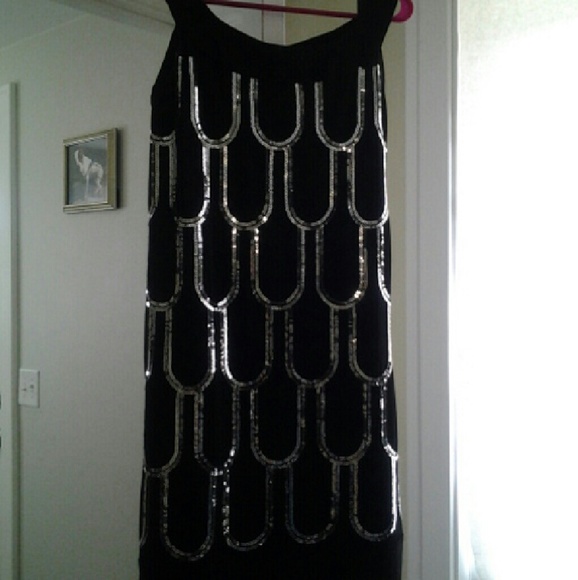 Silver Sequin Black Dress