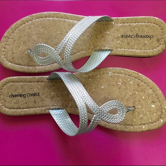 Shoes - Silver and cork style sandles