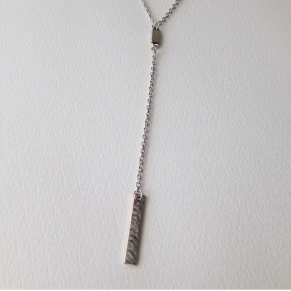 Tie Bar Chain Necklace Silver Tone - Picture 2 of 2