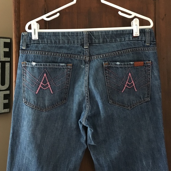 7 for all Mankind "A" Pocket Pink Stitched Jeans
