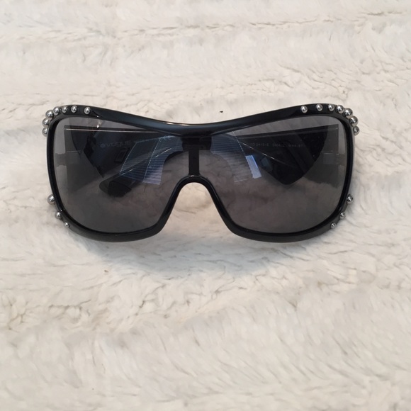 Vogue Black Studded Shield Sunglasses + Original Case (Made in Italy)
