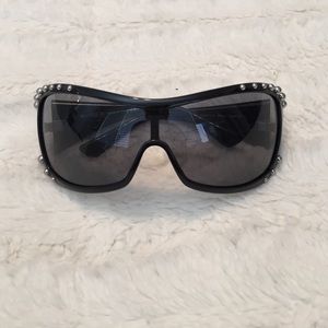 Vogue Black Studded Shield Sunglasses + Original Case (Made in Italy)