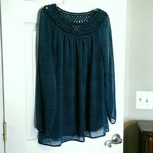 Blue and black patterned blouse