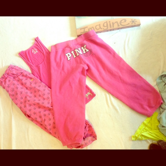 SALE!! ! Pink tank top, sweats/pj peace pants