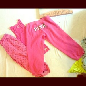 SALE!! ! Pink tank top, sweats/pj peace pants