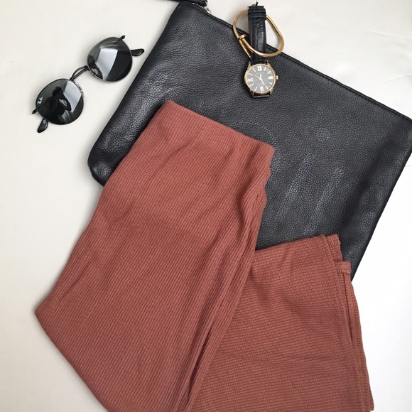 Dusty Rose Body Con High Slit Midi Skirt