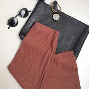 Dusty Rose Body Con High Slit Midi Skirt