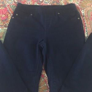 Dark blue jeans.
