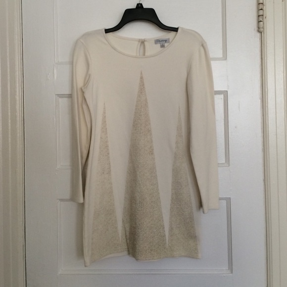 Olsenboye Dresses & Skirts - Beige mini dress / tunic with gold accent