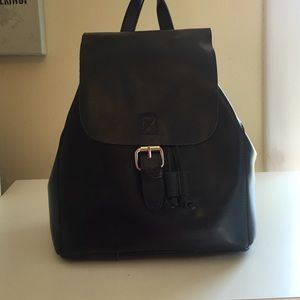 Black leather backpack
