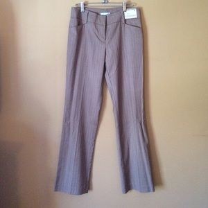 Tan straight leg boot cut dress pants