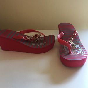 Guess nautical wedge flip flops