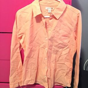 orange button down shirt