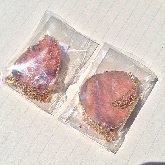 2 FOR 1 DRUZY GEODE NATURAL STONE NECKLACE