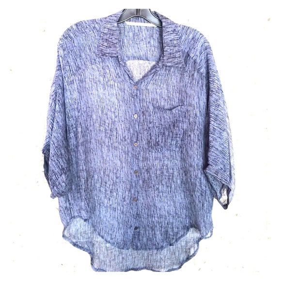 Black & blue flowy blouse - Picture 1 of 2