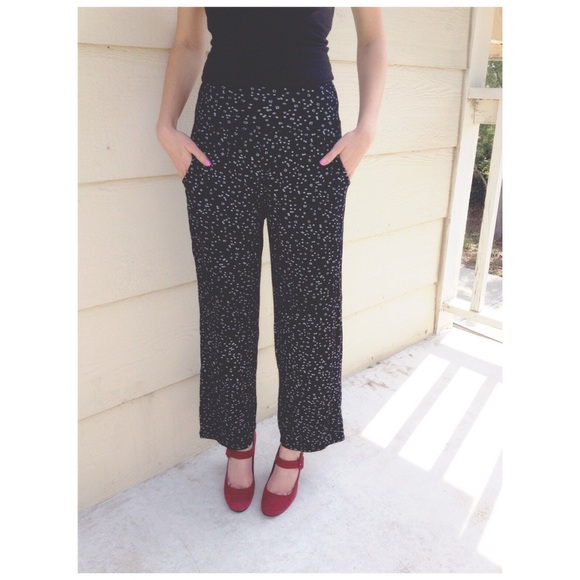 HP Vintage black white floral palazzo pants petite - Picture 1 of 3