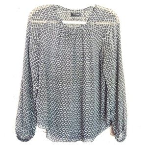 Pretty black & white silk blouse