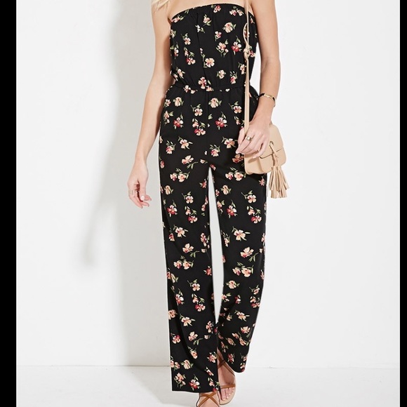 Strapless Floral Print Jumpsuit