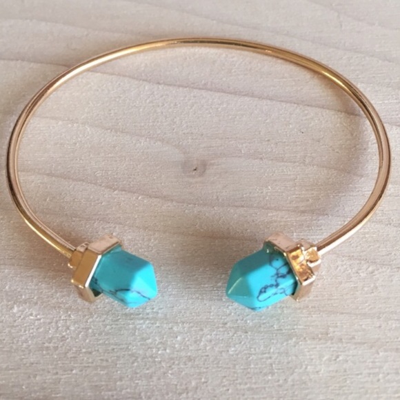Jewelry - 18k Gold Plated Bangle with Turquoise Spikes