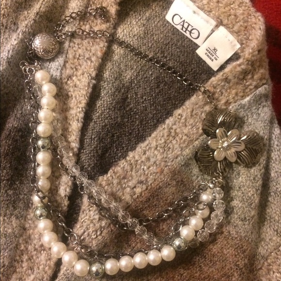 Antique Silver and Pearls Statement Necklace
