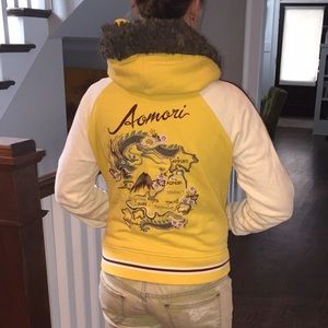 Lucky brand embroidered fur lined hoodie