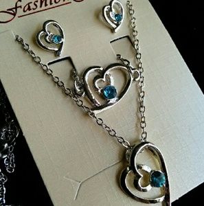 Blue Heart Jewelry Set