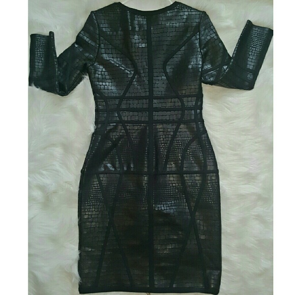 Stylish Bodycon Leatherette Black Party Mini Dress