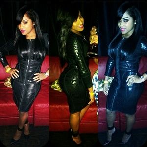 Black Leatherette Bodycon Dress