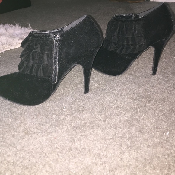 Black velvet booties