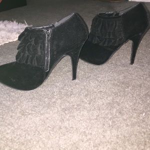 Black velvet booties