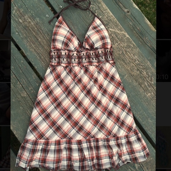Brown & faded-red Plaid Sundress