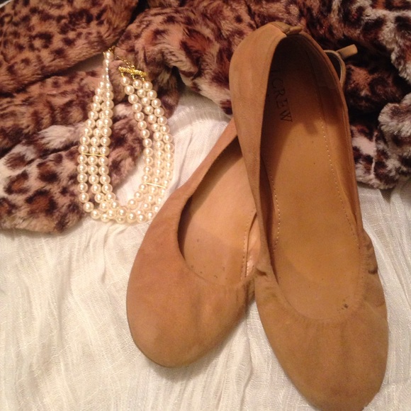 J. Crew Shoes - J CREW NUDE SUEDE BALLET FLATS