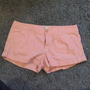 Orange and white seersucker shorts