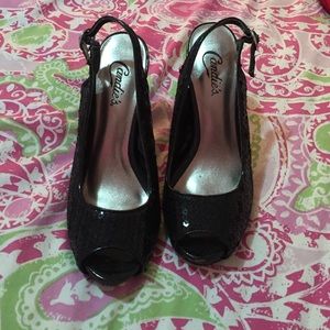 Candies black sequin heels size 7
