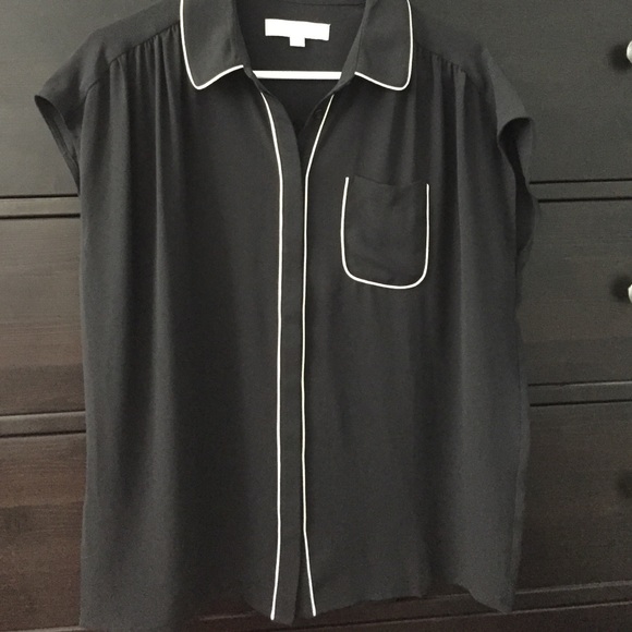 Loft small black loose fitting button down shirt - Picture 1 of 4