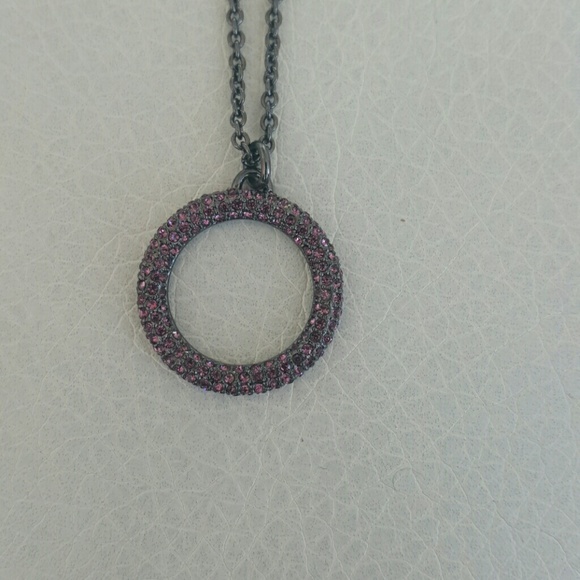 Coach necklace antique silver with purple stones - Picture 2 of 3